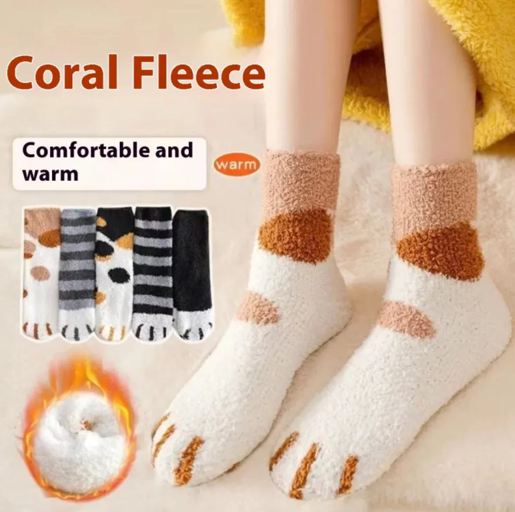 Women's Cat Paw Fleece Socks